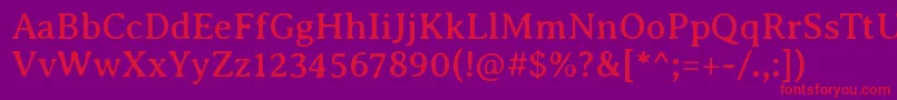 フォントAveriaseriflibreRegular – 紫の背景に赤い文字
