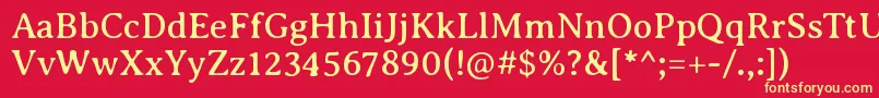 AveriaseriflibreRegular-fontti – keltaiset fontit punaisella taustalla