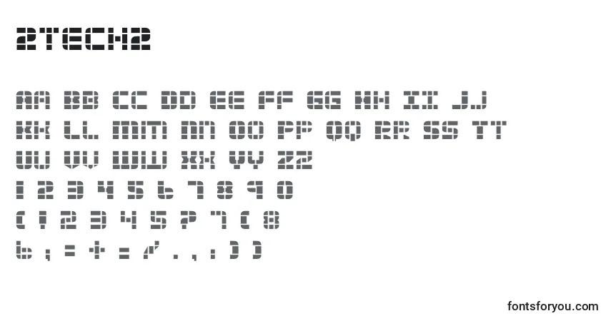 Czcionka 2tech2 – alfabet, cyfry, specjalne znaki