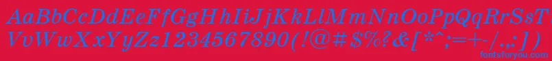 SchooldlItalic-Schriftart – Blaue Schriften auf rotem Hintergrund