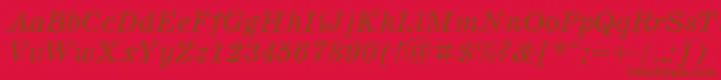 SchooldlItalic-fontti – ruskeat fontit punaisella taustalla