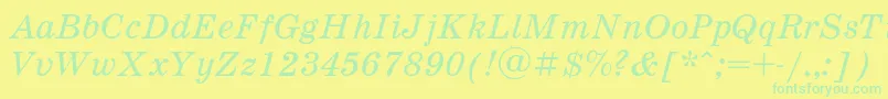 SchooldlItalic Font – Green Fonts on Yellow Background