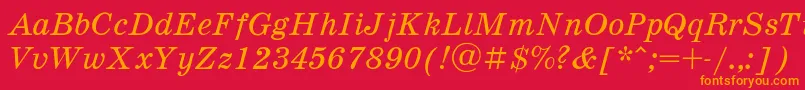フォントSchooldlItalic – 赤い背景にオレンジの文字