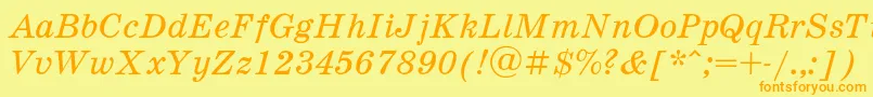 SchooldlItalic-Schriftart – Orangefarbene Schriften auf gelbem Hintergrund