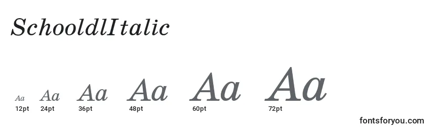 Размеры шрифта SchooldlItalic