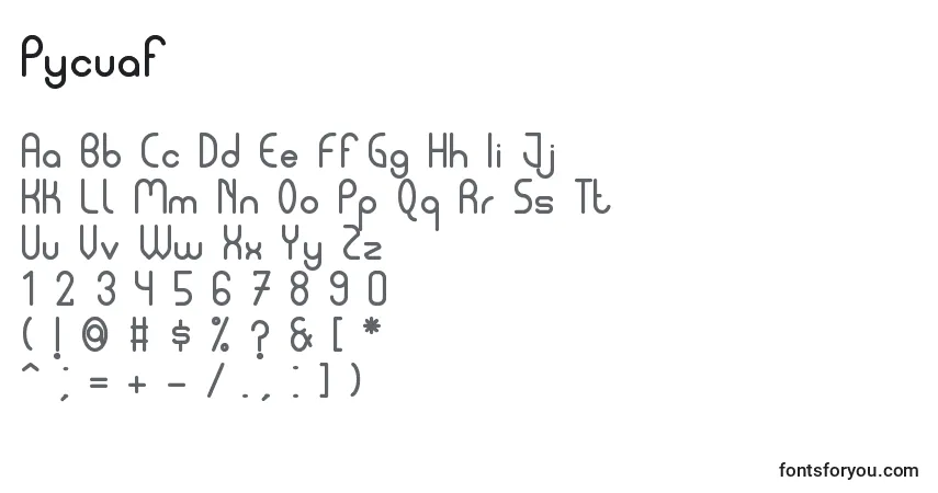 A fonte Pycuaf – alfabeto, números, caracteres especiais