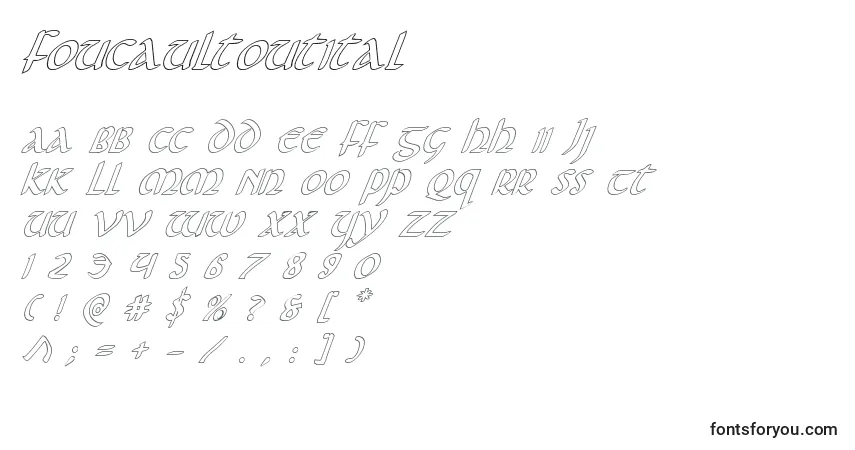 Czcionka Foucaultoutital – alfabet, cyfry, specjalne znaki