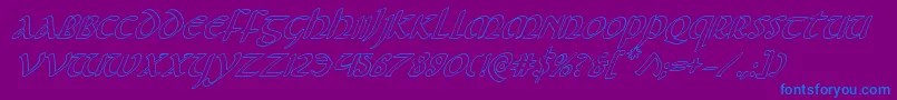 Foucaultoutital-Schriftart – Blaue Schriften auf violettem Hintergrund