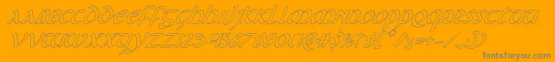 Foucaultoutital-Schriftart – Graue Schriften auf orangefarbenem Hintergrund