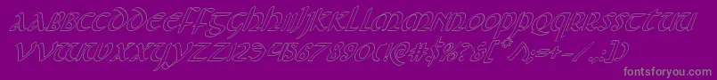 Foucaultoutital-Schriftart – Graue Schriften auf violettem Hintergrund