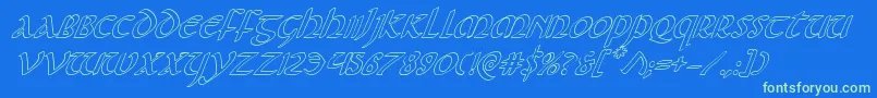 Foucaultoutital Font – Green Fonts on Blue Background