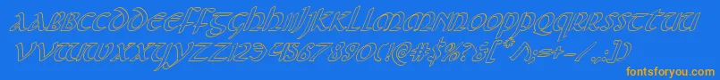 Foucaultoutital Font – Orange Fonts on Blue Background