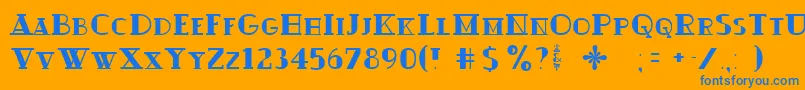 フォントOuijadork – オレンジの背景に青い文字