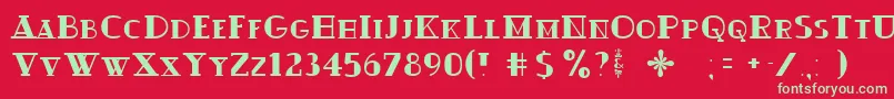 フォントOuijadork – 赤い背景に緑の文字