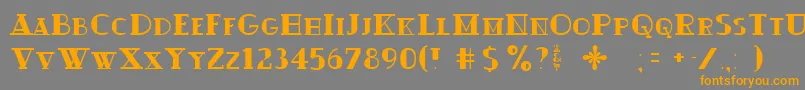 フォントOuijadork – オレンジの文字は灰色の背景にあります。