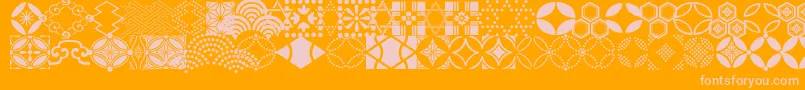 SevenTreasuresOrnmntItcTt-Schriftart – Rosa Schriften auf orangefarbenem Hintergrund
