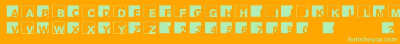 AbclogosxyzBold-Schriftart – Grüne Schriften auf orangefarbenem Hintergrund