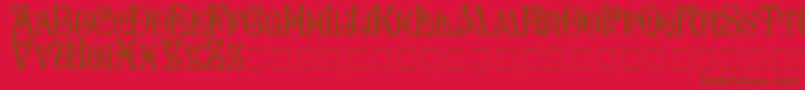 Secesja-fontti – ruskeat fontit punaisella taustalla
