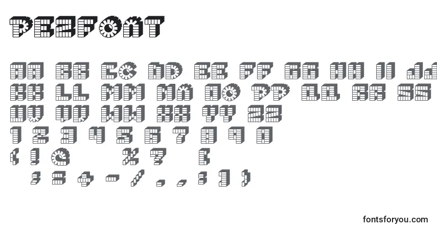 Schriftart PezFont – Alphabet, Zahlen, spezielle Symbole