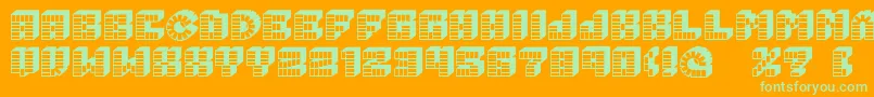 フォントPezFont – オレンジの背景に緑のフォント