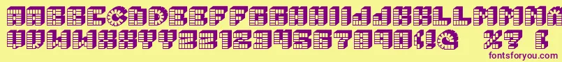 Fonte PezFont – fontes roxas em um fundo amarelo