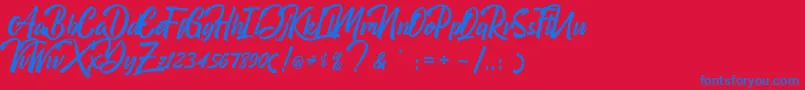 フォントBoomerang – 赤い背景に青い文字