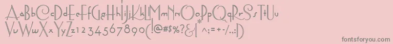 AstoriaDecoMedium-fontti – harmaat kirjasimet vaaleanpunaisella taustalla