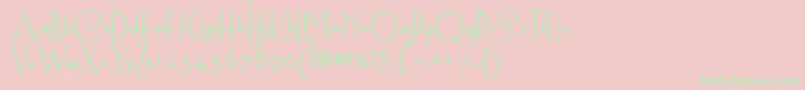 フォントAstoriaDecoMedium – ピンクの背景に緑の文字