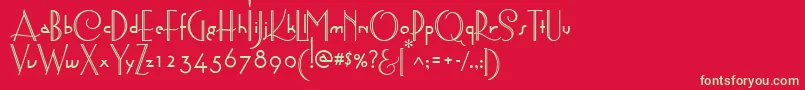 フォントAstoriaDecoMedium – 赤い背景に緑の文字