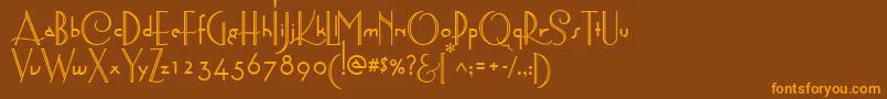 AstoriaDecoMedium-Schriftart – Orangefarbene Schriften auf braunem Hintergrund