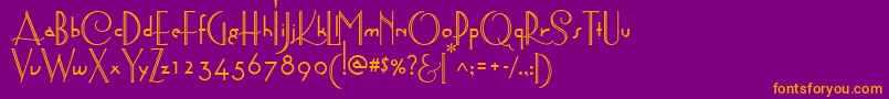AstoriaDecoMedium-Schriftart – Orangefarbene Schriften auf violettem Hintergrund
