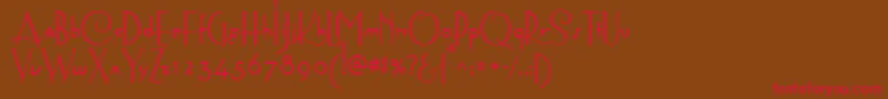 フォントAstoriaDecoMedium – 赤い文字が茶色の背景にあります。