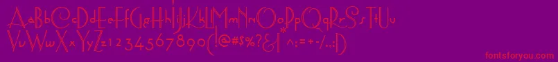 フォントAstoriaDecoMedium – 紫の背景に赤い文字