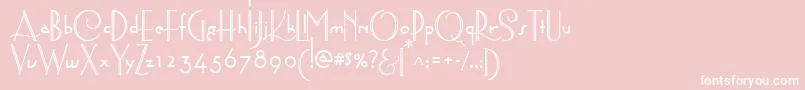 AstoriaDecoMedium-fontti – valkoiset fontit vaaleanpunaisella taustalla