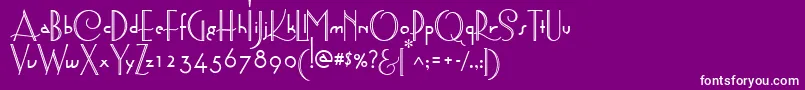 AstoriaDecoMedium-fontti – valkoiset fontit violetilla taustalla
