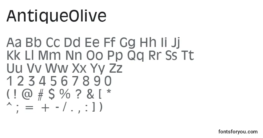 AntiqueOliveフォント–アルファベット、数字、特殊文字