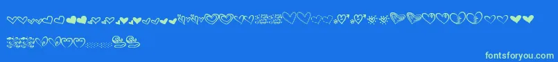 MtfHeartDoodle-Schriftart – Grüne Schriften auf blauem Hintergrund