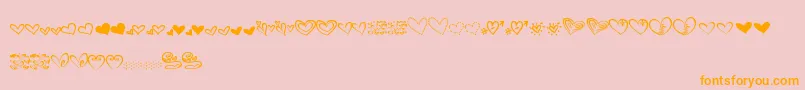 MtfHeartDoodle-Schriftart – Orangefarbene Schriften auf rosa Hintergrund