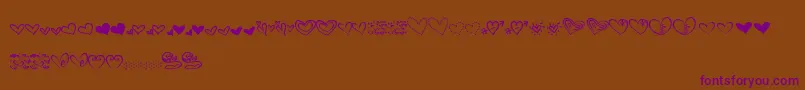 MtfHeartDoodle-Schriftart – Violette Schriften auf braunem Hintergrund