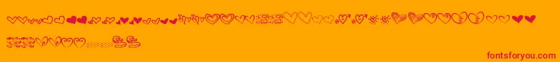 MtfHeartDoodle-Schriftart – Rote Schriften auf orangefarbenem Hintergrund