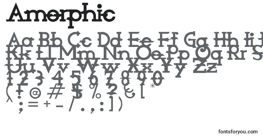 Czcionka Amorphic – alfabet, cyfry, specjalne znaki