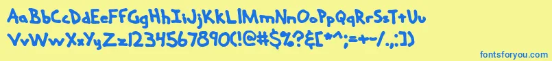 Шрифт HandMeDownSBrk – синие шрифты на жёлтом фоне