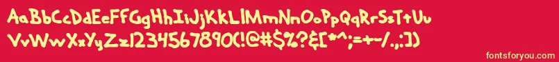 HandMeDownSBrk Font – Yellow Fonts on Red Background