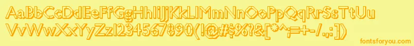 JillicanwarthreedRegular-Schriftart – Orangefarbene Schriften auf gelbem Hintergrund
