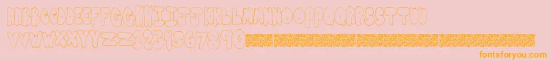 Bubbleyums-Schriftart – Orangefarbene Schriften auf rosa Hintergrund