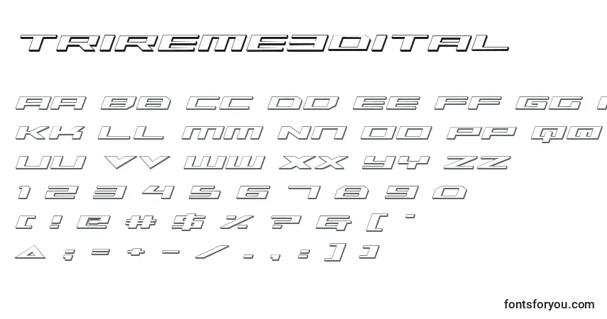 Шрифт Trireme3Dital – алфавит, цифры, специальные символы