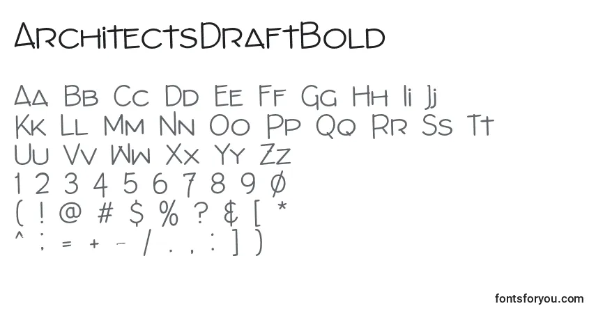 A fonte ArchitectsDraftBold (109441) – alfabeto, números, caracteres especiais