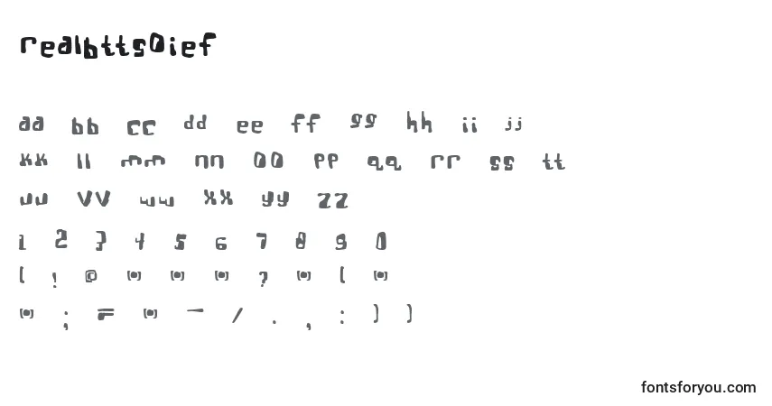 A fonte RealBttsoief – alfabeto, números, caracteres especiais