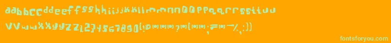 Czcionka RealBttsoief – zielone czcionki na pomarańczowym tle