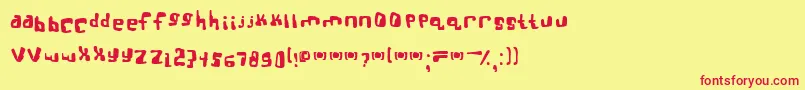 Czcionka RealBttsoief – czerwone czcionki na żółtym tle